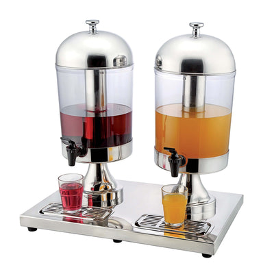 Distributore Succhi Inox Doppio con Portaghiaccio 2x8 Litri