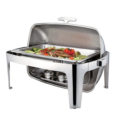 Scaldavivande Inox con Fornellino e Coperchio Roll Top 8,5 Litri 67x49 cm H 46