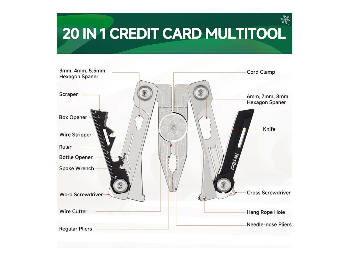 Nextool Silver Blade E30 NE20182A, dettaglio strumenti in formato compatto