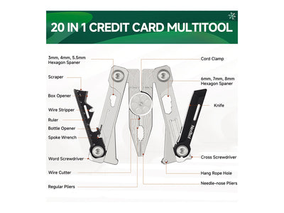 Nextool Silver Blade E30 NE20182A, dettaglio strumenti in formato compatto