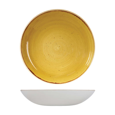 Churchill Stonecast Piatto Fondo Giallo Senape Puntinato 24,8 cm 12 Pezzi