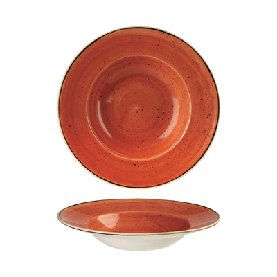 Churchill Stonecast Arancio Mattone Puntinato Piatto Pasta 28 cm 12 Pezzi