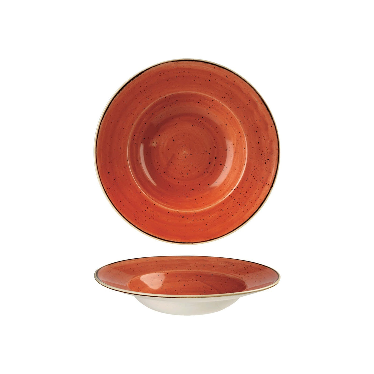 Churchill Stonecast Arancio Mattone Puntinato Piatto Pasta 24 cm 12 Pezzi