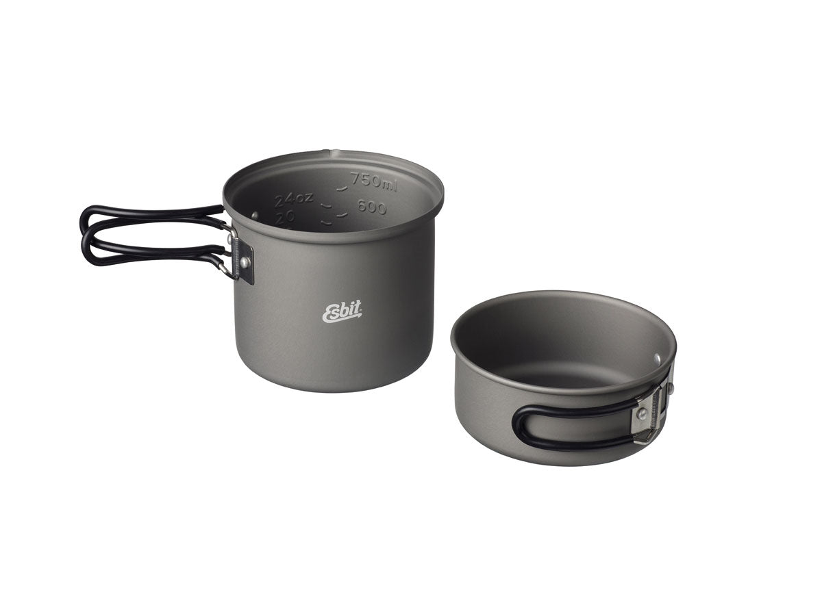 Esbit set pentole campeggio 1000ml alluminio - scala ml oz e manici pieghevoli acciaio