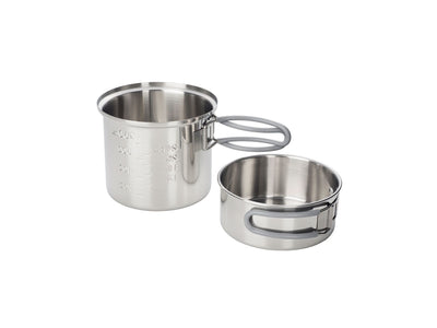 Esbit set pentole campeggio 1000ml acciaio - scala ml oz e manici pieghevoli