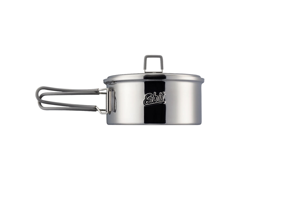 Esbit pentola campeggio 1100ml acciaio inox 18/8 con manici pieghevoli rivestiti silicone