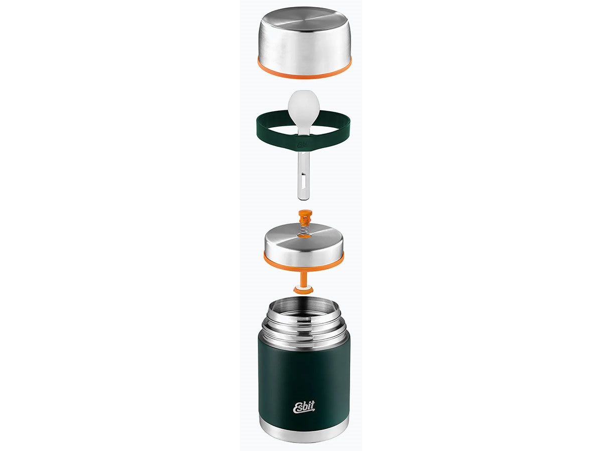 Dettaglio set posate Esbit Classic 750 ml Foliage Green con fascia silicone