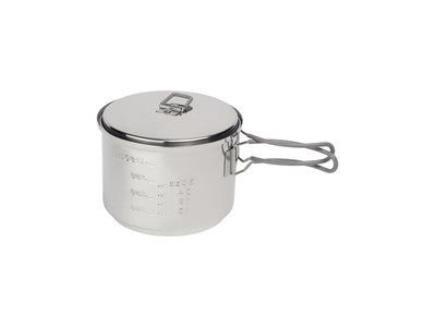 Set Esbit 1500 ml acciaio, dettaglio fornello ad alcool in ottone e manici
