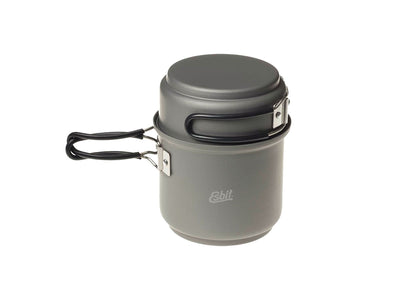 Set Esbit 985 ml alluminio, dettaglio scala graduata ml/oz e manici pieghevoli