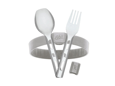 Esbit set posate acciaio inox 18/8 Stone Grey - forchetta e cucchiaio con fascia silicone