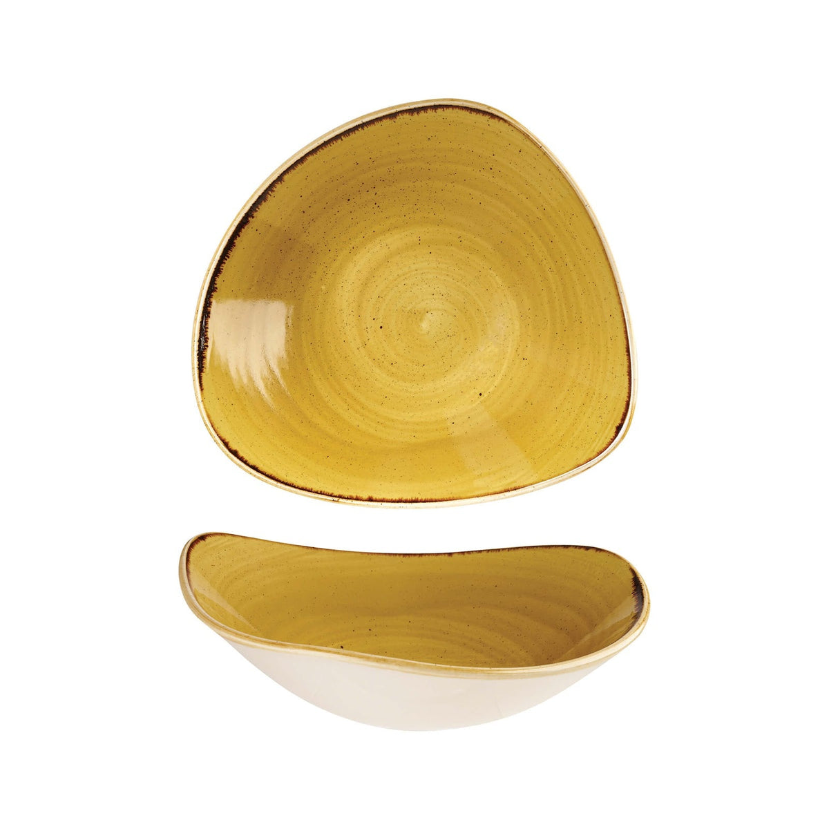 Churchill Stonecast Giallo Senape Puntinato Piatto Fondo Triangolare Ø 18,5 cm 12 Pezzi