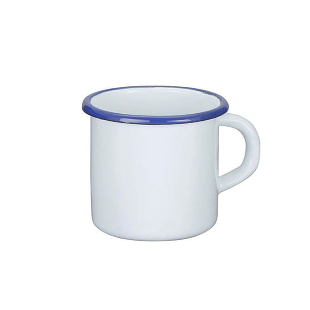 Tazza Mug in Acciaio Smaltato Bianco Filo Blu 40 cl