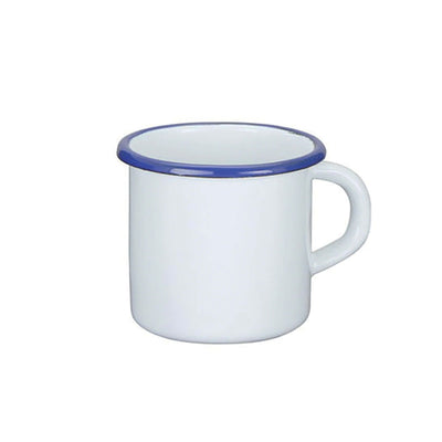 Tazza Mug in Acciaio Smaltato Bianco Filo Blu 40 cl