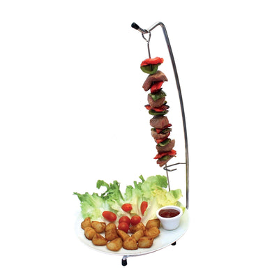 Supporto Porta Piatto e Spiedino in Filo di Acciaio Inox 19 cm H 45