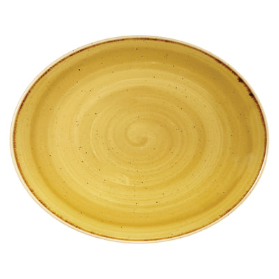 Churchill Stonecast Giallo Senape Puntinato Vassoio Ovale 19,2x16,4 cm 12 Pezzi