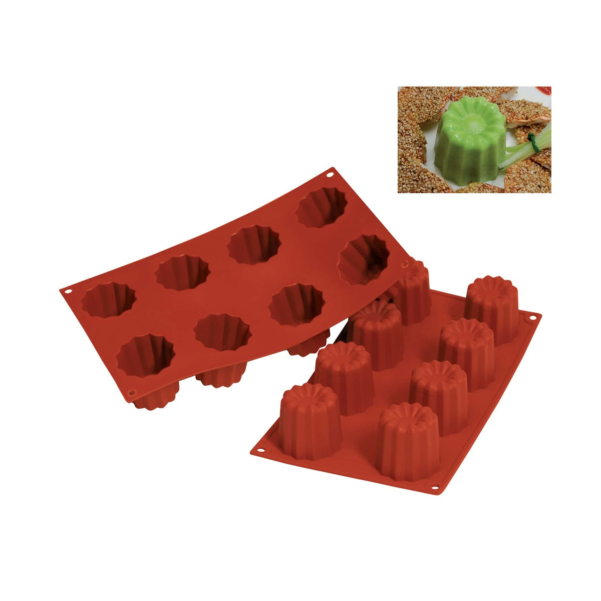 Stampo in Silicone 8 Bordelais Grandi Ø 5,5 cm H 5 cm 30 x 17,5 cm
