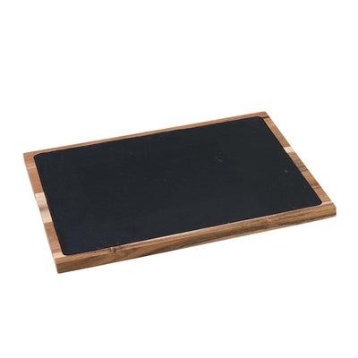 Vassoio Rettangolare in Legno con Ardesia Interna 35x29 cm