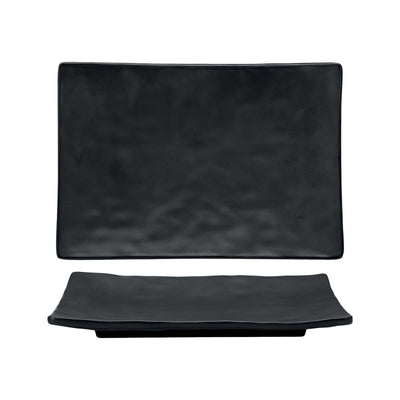 Tognana Vassoio Rettangolare Martellato in Melamina Nera 25x17,3 cm 6 Pezzi