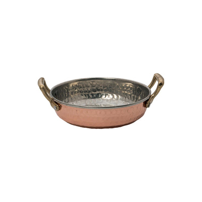 Tegame 2 Manici Rame Stagnato Martellato 14 cm