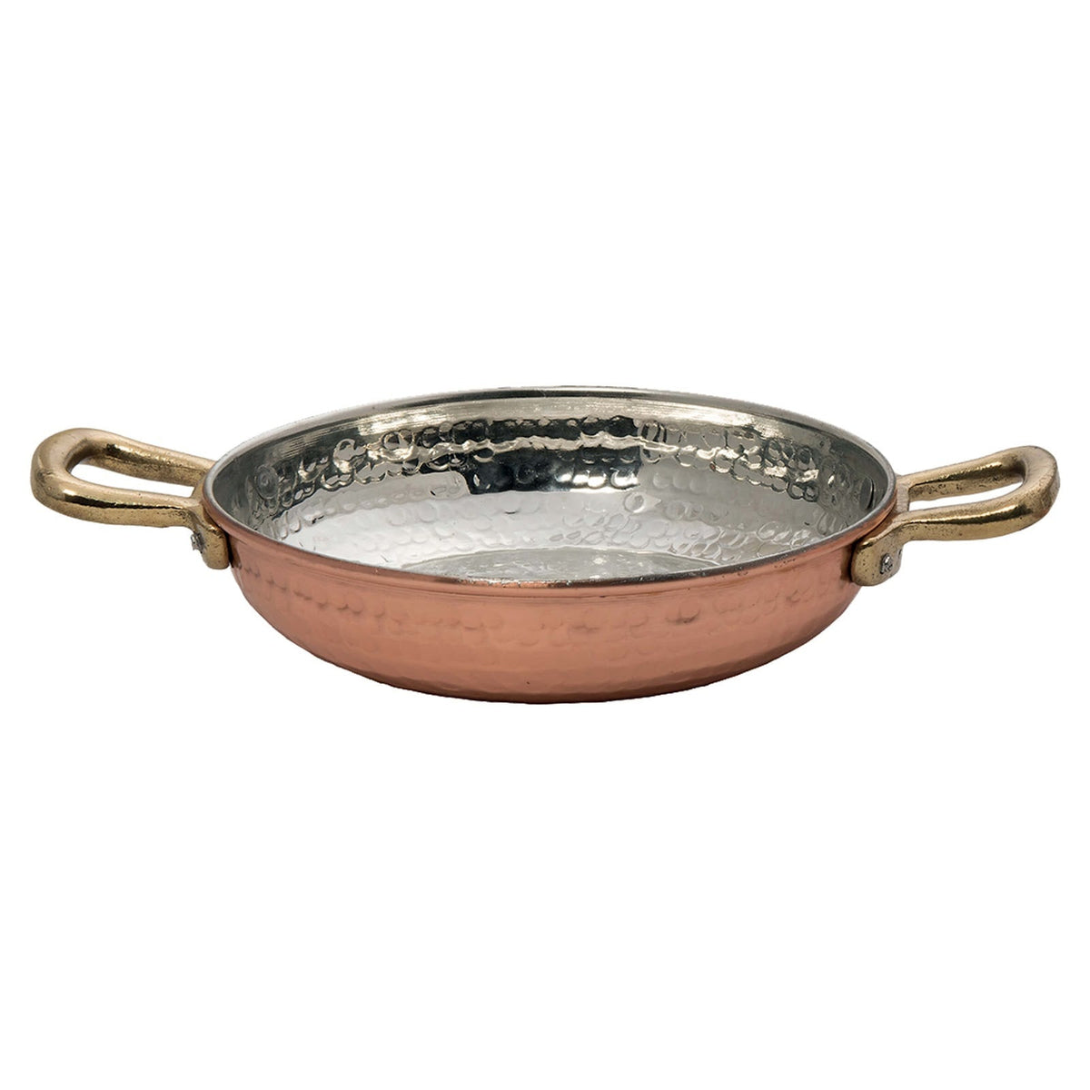 Tegame in Rame Stagnato Martellato 2 Manici 18 cm H 5