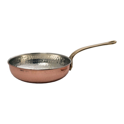 Padella in Rame Stagnato Martellato 1 Manico 18 cm H 5,1