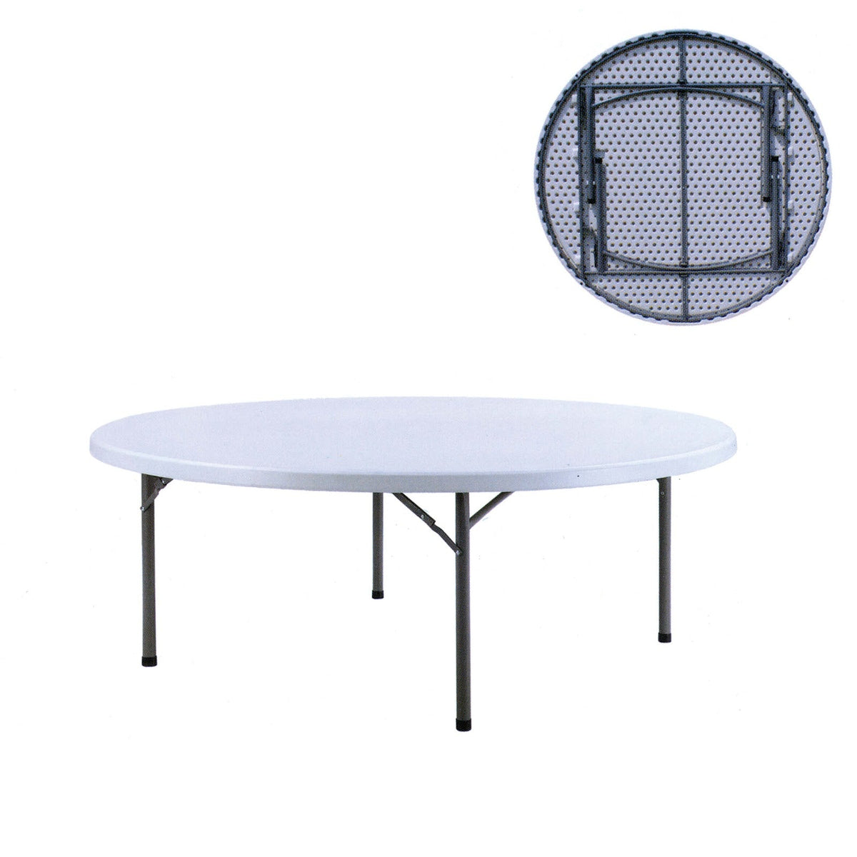 Tavolo Catering Tondo con Gambe Pieghevoli in Polietilene Ø 154 cm