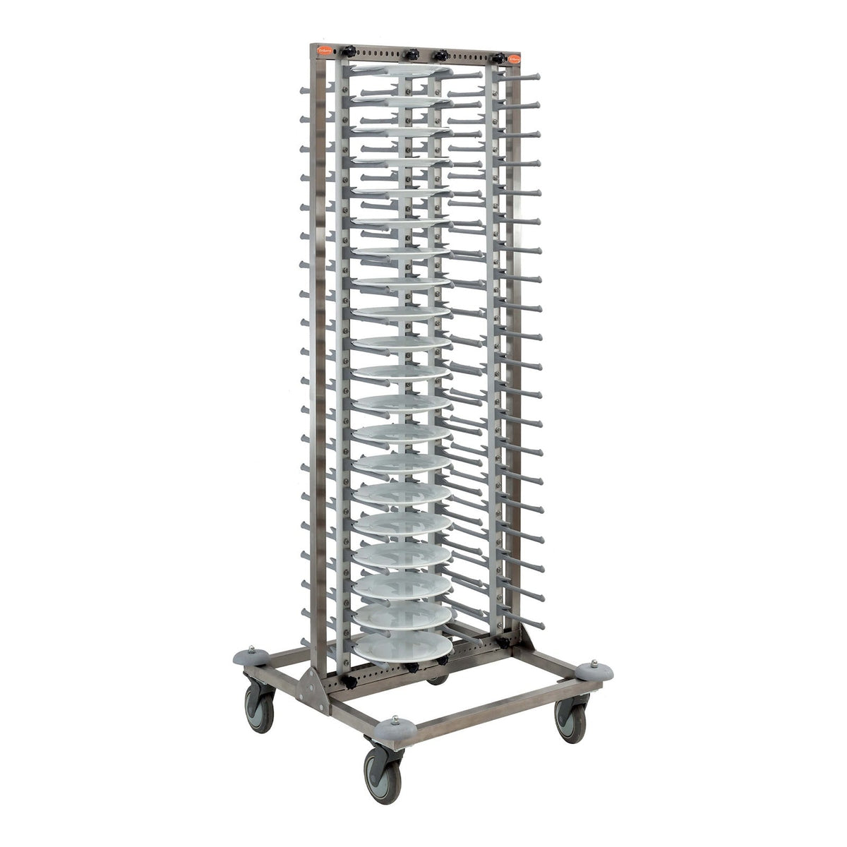 Carrello Portapiatti Inox Regolabile 72x72 cm H 182 cm fino a 80 Piatti