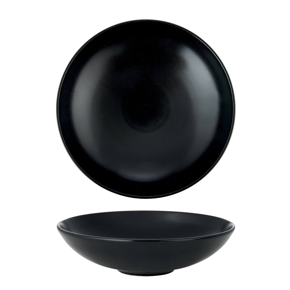 Monaco Piatto Fondo in Stoneware Nero Opaco 19 cm 6 Pezzi