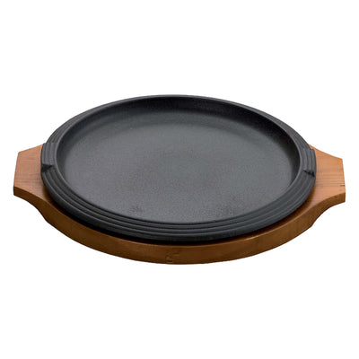 ILSA Piatto in Ghisa con Vassoio Tondo in Legno Ø 31 cm 1 Pezzo