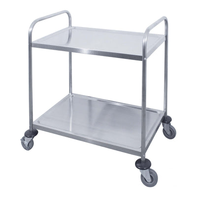 Carrello di Servizio 2 Piani in Acciaio Inox 83x45 cm H 90 con Ruote e Freno
