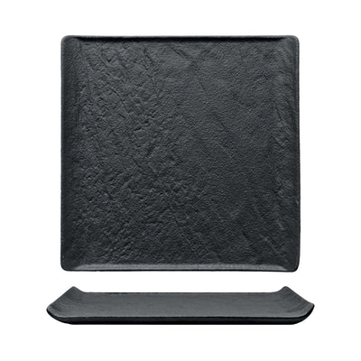 Piatto Quadrato Effetto Pietra Nero 27,5 cm 3 Pezzi
