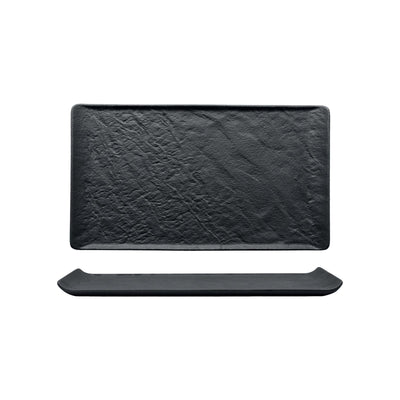 Vassoio Rettangolare Porcellana Effetto Pietra Nero 34x20,5 cm 3 Pezzi
