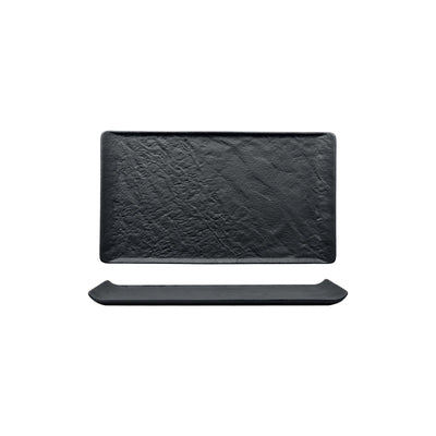 Vassoio Rettangolare Porcellana Effetto Pietra Nero 26x15 cm 4 Pezzi