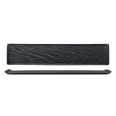 Vassoio Rettangolare Porcellana Effetto Pietra Nero 47x10 cm 3 Pezzi