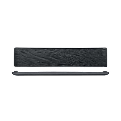 Vassoio Rettangolare Porcellana Effetto Pietra Nero 30x10 cm 4 Pezzi