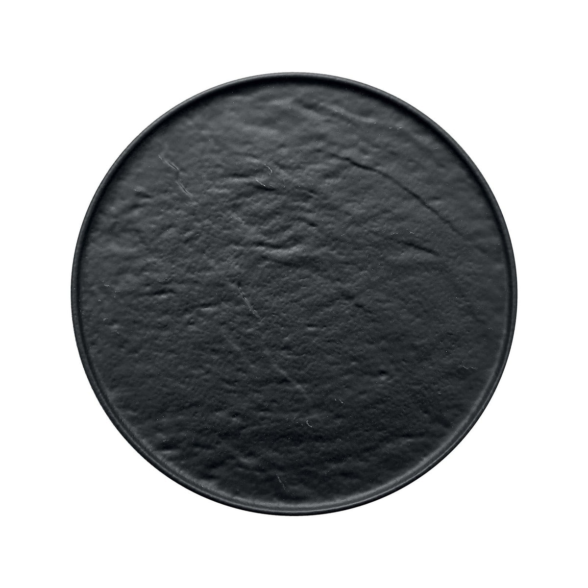 Piatto Tondo con Bordo Porcellana Effetto Pietra Nero Ø 30 cm 3 Pezzi
