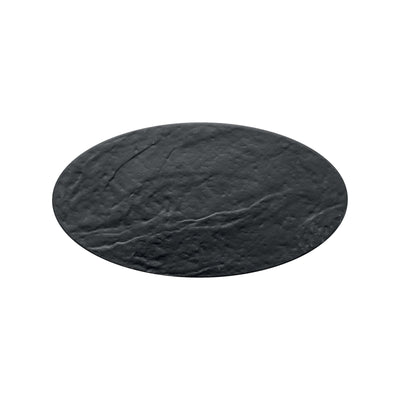 Vassoio Ovale Porcellana Effetto Pietra Nero 28x15 cm 4 Pezzi