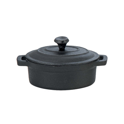 Mini Casseruola Ovale in Ghisa con Manici e Coperchio 12x8,5 cm H 4,5 cm