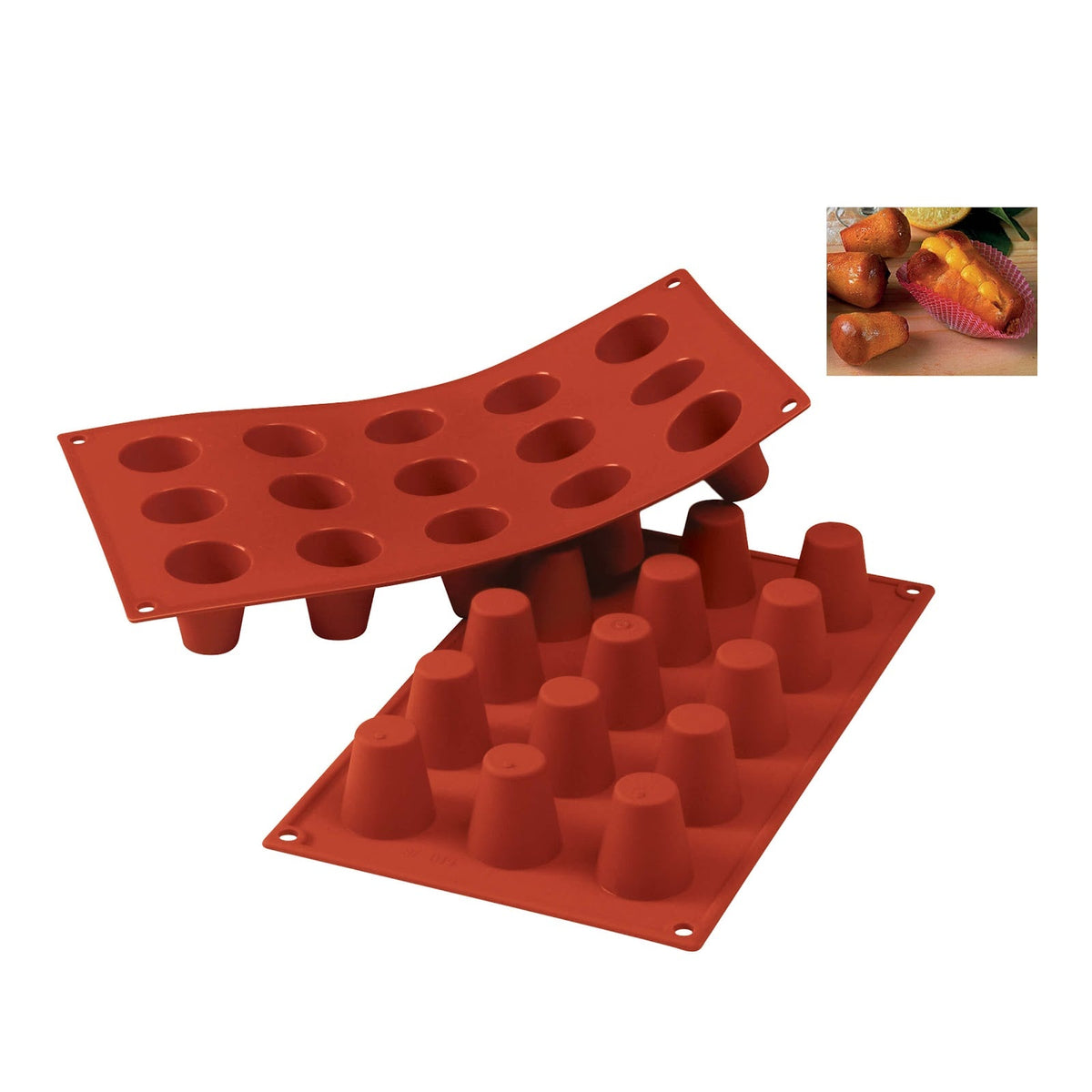 Stampo in Silicone 15 Mini Babà Ø 3,5 cm H 3,8 cm Formato 30x17,5 cm