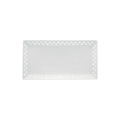 Pergamena Vassoio Rettangolare Porcellana Bianca 25,8x12,3 cm H2,2 6 Pezzi
