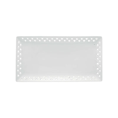 Pergamena Vassoio Rettangolare Porcellana Bianca 29,6x15,5 cm H2,3 6 Pezzi