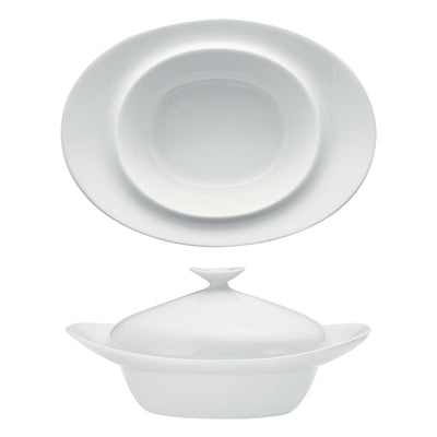 Piatto Pasta Ovale in Porcellana con Cloche 19,2x14,5 cm
