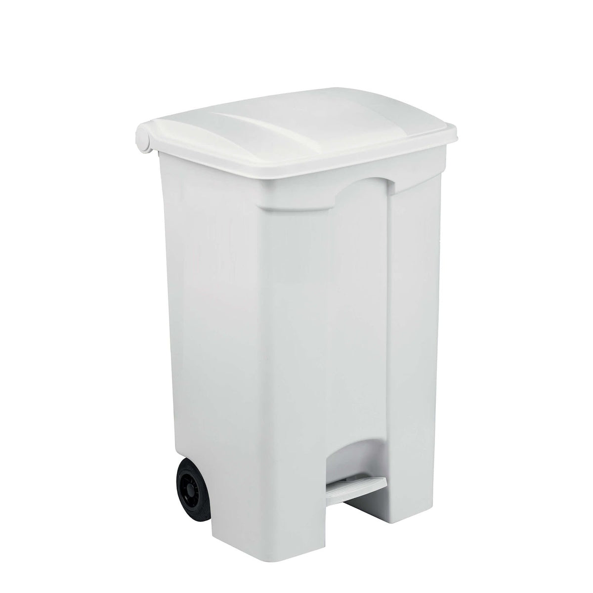 Bidone Spazzatura con Ruote e Pedale 90 Litri Coperchio Bianco