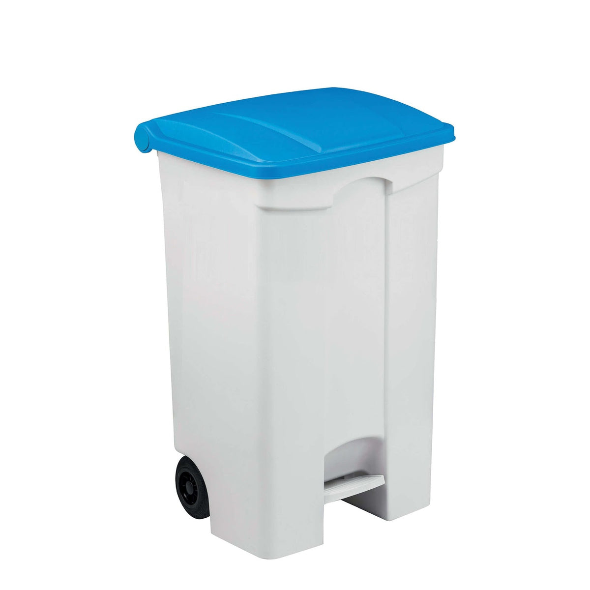 Bidone Spazzatura con Ruote e Pedale 90 Litri Coperchio Blu