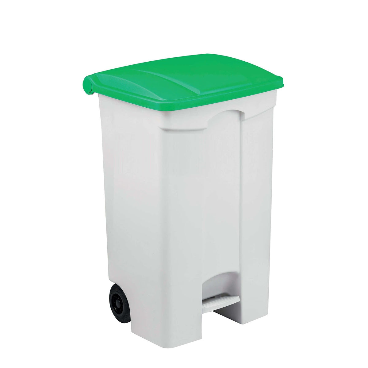 Bidone Spazzatura con Ruote e Pedale 90 Litri Coperchio Verde