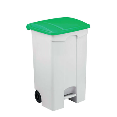 Bidone Spazzatura con Ruote e Pedale 90 Litri Coperchio Verde