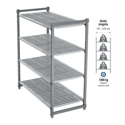 Cambro Camshelving Basic Scaffale 4 Ripiani Forati 46x153 cm H 183 cm