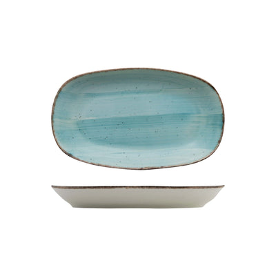 Gural Avanos Azzurro Vassoio Fondo New Bone China 29x17 cm 6 Pezzi