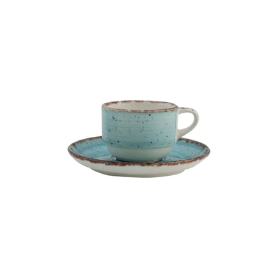 Gural Avanos Azzurro Tazza Caffè Impilabile New Bone China 9 cl 12 Pezzi
