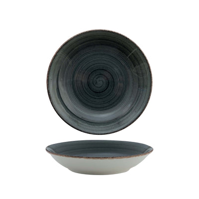 Gural Avanos Antracite Piatto Fondo in New Bone China Decorato a Mano Ø 20 cm 12 Pezzi